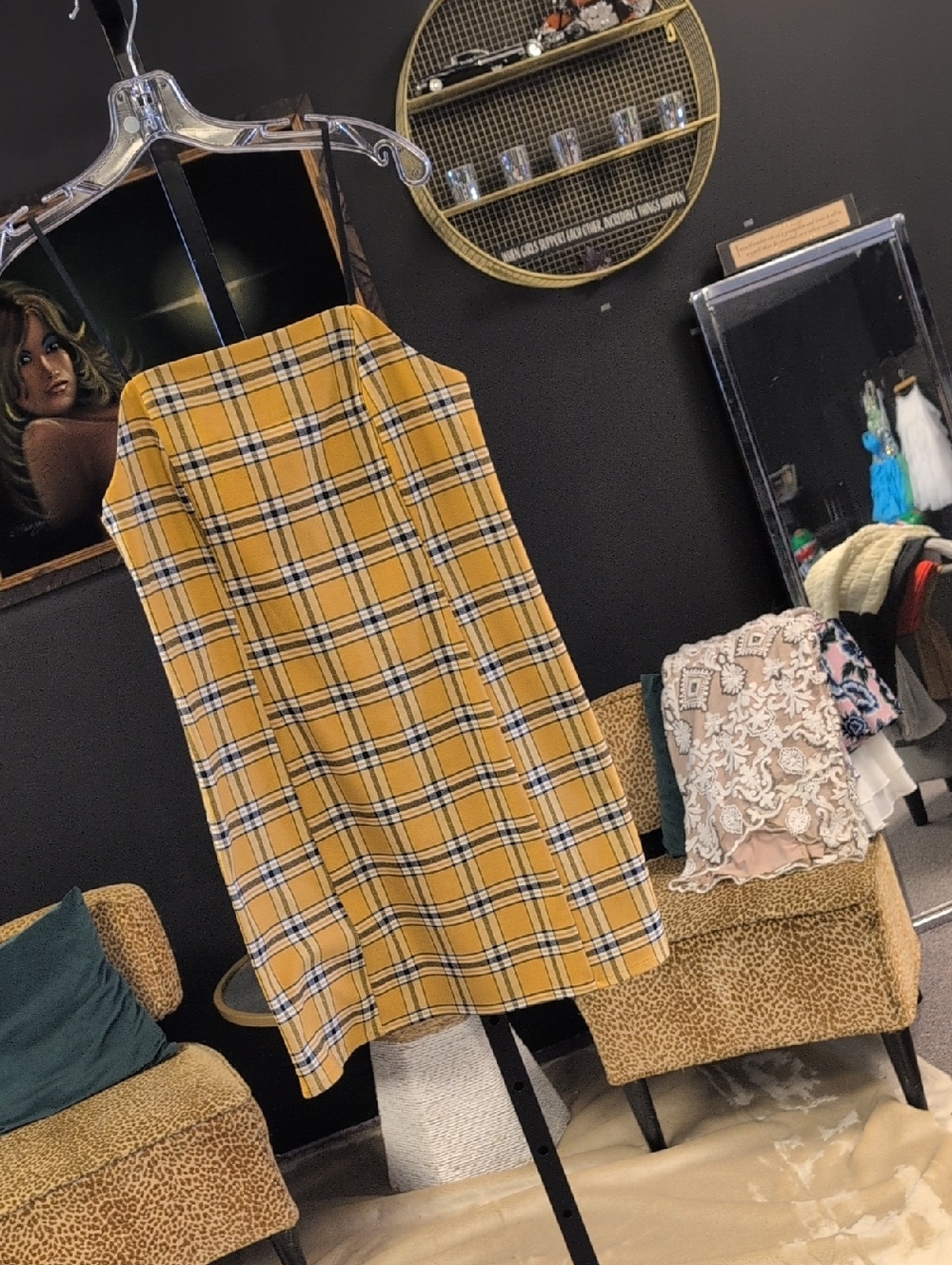 Urban Outfitters Yellow Plaid Mini Dress
